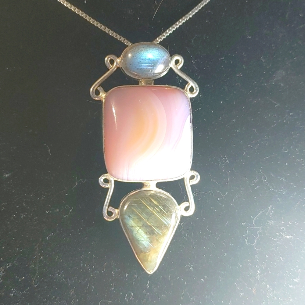 Beautiful Botswana Agate with Labeadorite Necklace